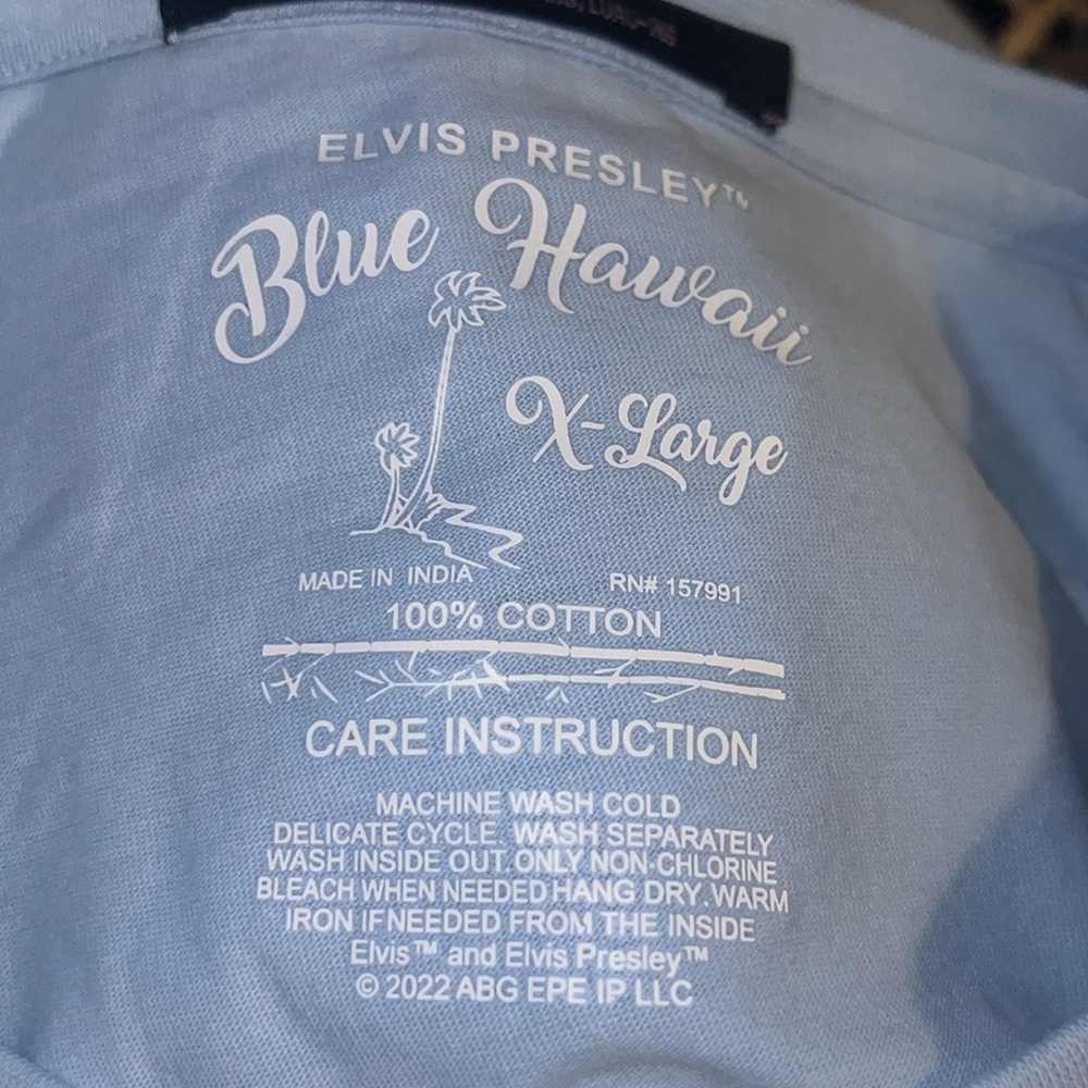 ELVIS PRESLEY “BLUE HAWAII”🌊 NEW with TAG‼️ Blue T-Shirt 💯% Cotton Size XXL - Picture 6 of 16